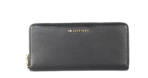 Jet Set Travel Large Black Pebble Leather Continental Wrist Wallet Michael Kors