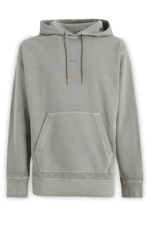 Elegant Grey Cotton Hooded Sweatshirt Hugo Boss
