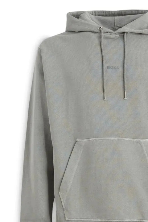 Elegant Grey Cotton Hooded Sweatshirt Hugo Boss