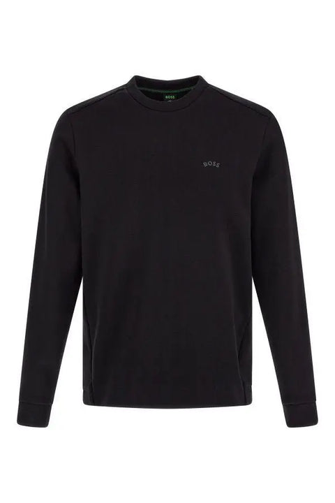 Elegant Black Cotton Round Neck Sweatshirt Hugo Boss