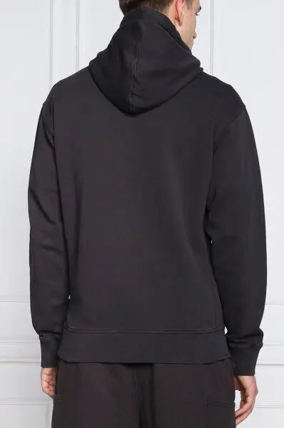 Elegant Dark Blue Cotton Hooded Sweatshirt Hugo Boss