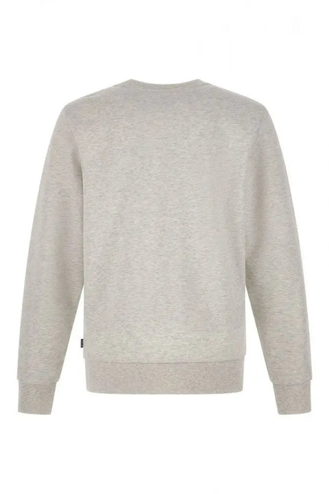 Elegant Grey Round Neck Cotton Sweatshirt Hugo Boss