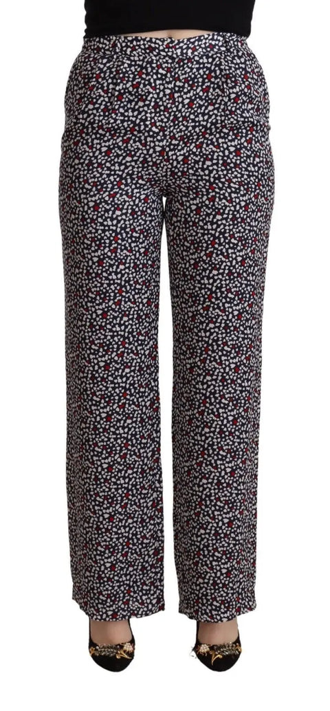 Black High Waist Printed Straight Pants Michael Kors