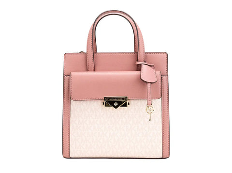 Cece Small Pink PVC North South Flap Tote Crossbody Bag Purse Michael Kors