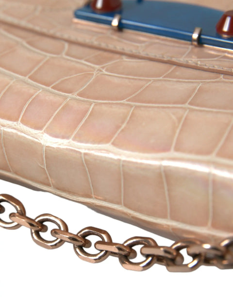 Beige Blue Agate Exotic Leather Gold Chain Purse Bag Balenciaga