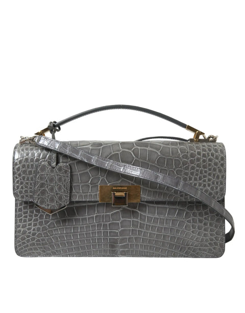 Gray Exotic Leather Medium Shoulder Hand Purse Bag Balenciaga