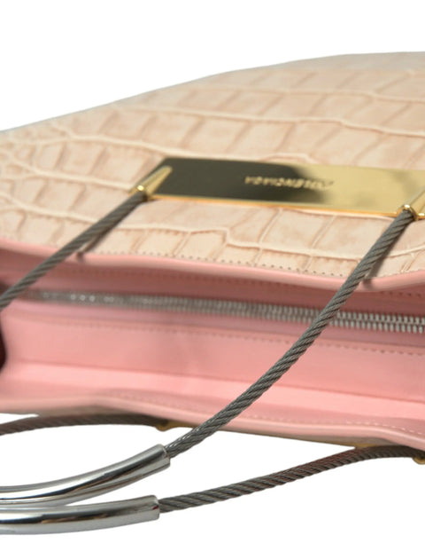 Pink Exotic Leather Embossed Cable Handle Shopper Tote Bag Balenciaga