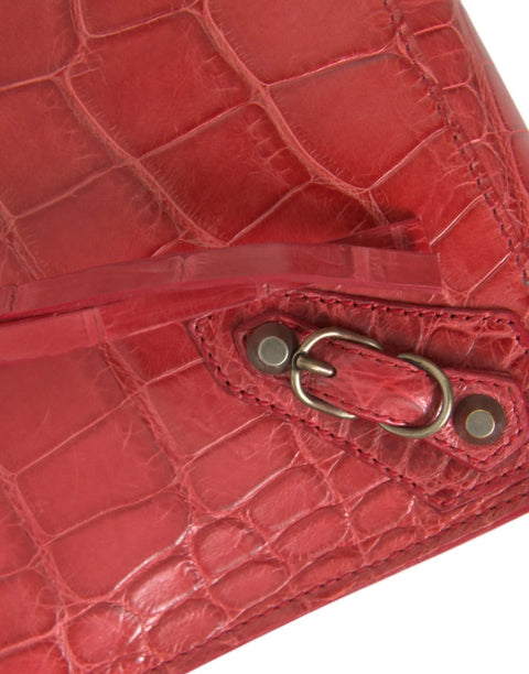 Red Exotic Skin Leather Classic Pouch Purse Wristlet Bag Balenciaga