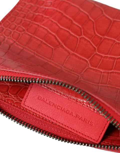 Red Exotic Skin Leather Classic Pouch Purse Wristlet Bag Balenciaga