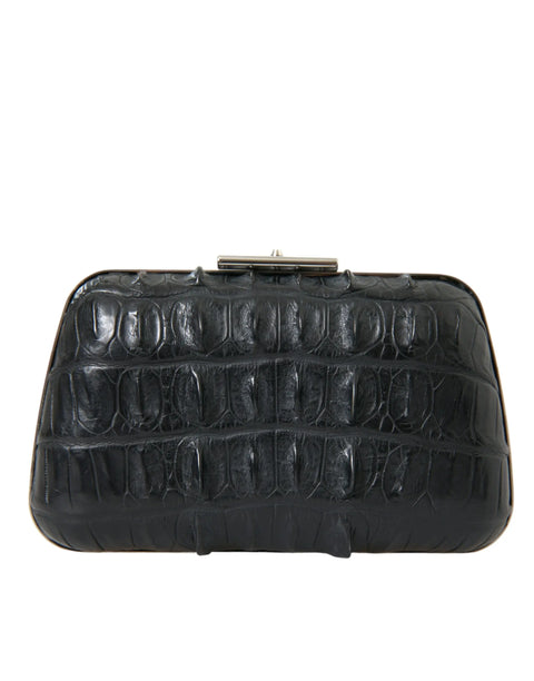 Black Exotic Skin Leather Shoulder Crossbody Box Clutch Bag Balenciaga