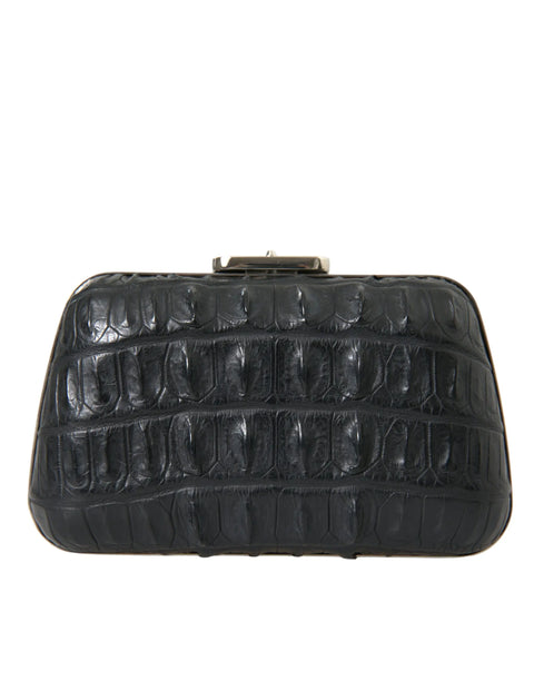 Black Exotic Skin Leather Shoulder Crossbody Box Clutch Bag Balenciaga