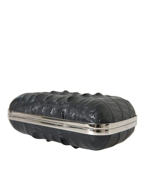Black Exotic Skin Leather Shoulder Crossbody Box Clutch Bag Balenciaga