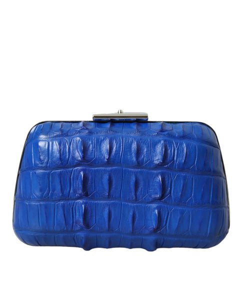 Blue Exotic Skin Leather Shoulder Crossbody Box Clutch Bag Balenciaga