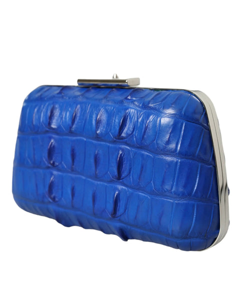 Blue Exotic Skin Leather Shoulder Crossbody Box Clutch Bag Balenciaga