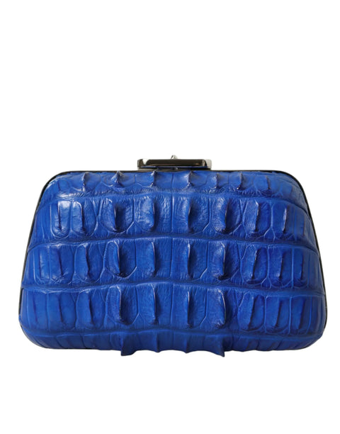 Blue Exotic Skin Leather Shoulder Crossbody Box Clutch Bag Balenciaga