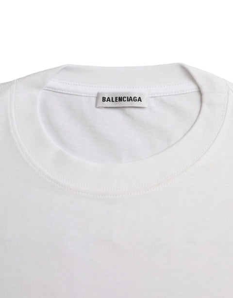 White Cotton Crew Neck Short Sleeves T-shirt Balenciaga
