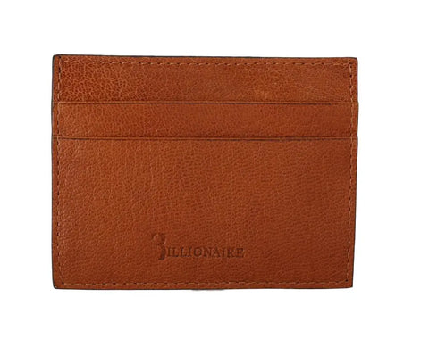 Brown Leather Cardholder Wallet Billionaire Italian Couture