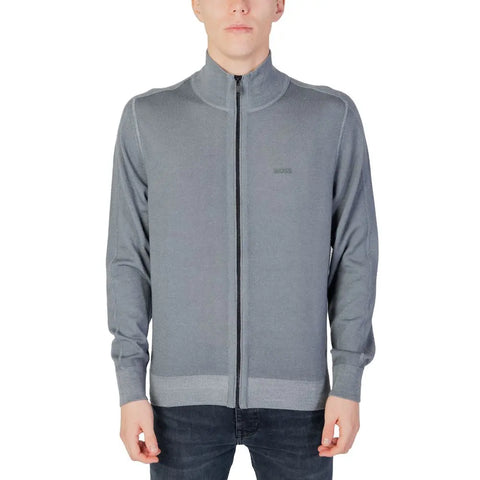 Gray Wool Cardigan Hugo Boss
