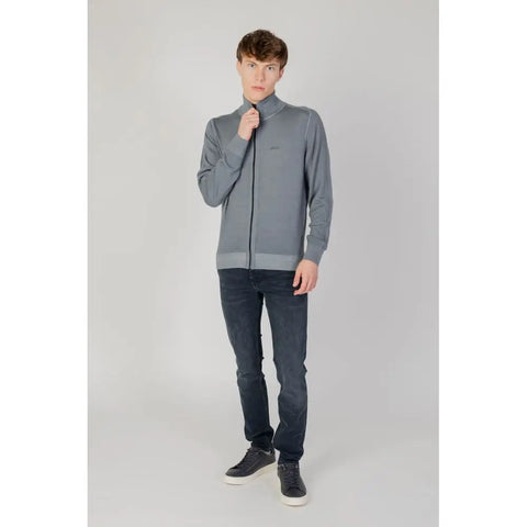 Gray Wool Cardigan Hugo Boss