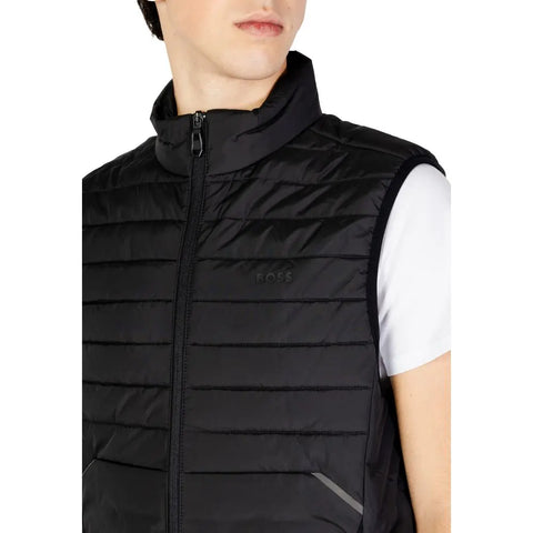 Black Polyester Sleveless Jacket Hugo Boss