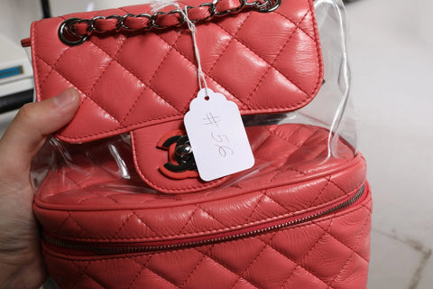 Pink Vinyl Leather Backpack Purse Bag Chanel