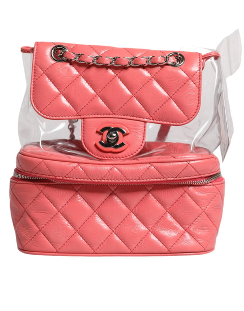 Pink Vinyl Leather Backpack Purse Bag Chanel
