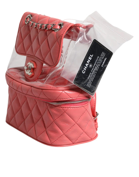 Pink Vinyl Leather Backpack Purse Bag Chanel