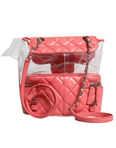 Pink Vinyl Leather Backpack Purse Bag Chanel