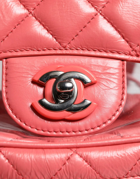 Pink Vinyl Leather Backpack Purse Bag Chanel