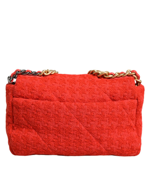 Red Tweed 2WAY Hand Chain Medium Shoulder Bag Purse Chanel
