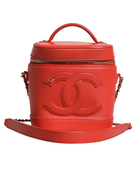 Orange Coco Mark Vanity Chain Shoulder Hand Purse Chanel