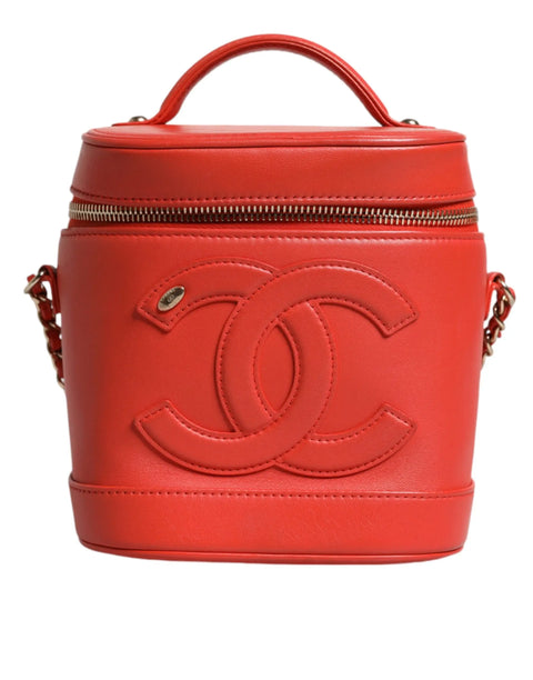 Orange Coco Mark Vanity Chain Shoulder Hand Purse Chanel