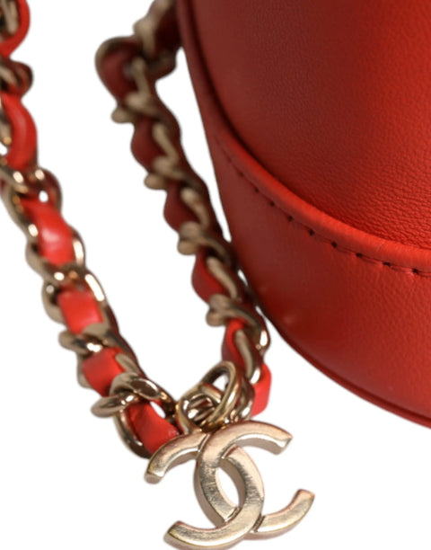 Orange Coco Mark Vanity Chain Shoulder Hand Purse Chanel