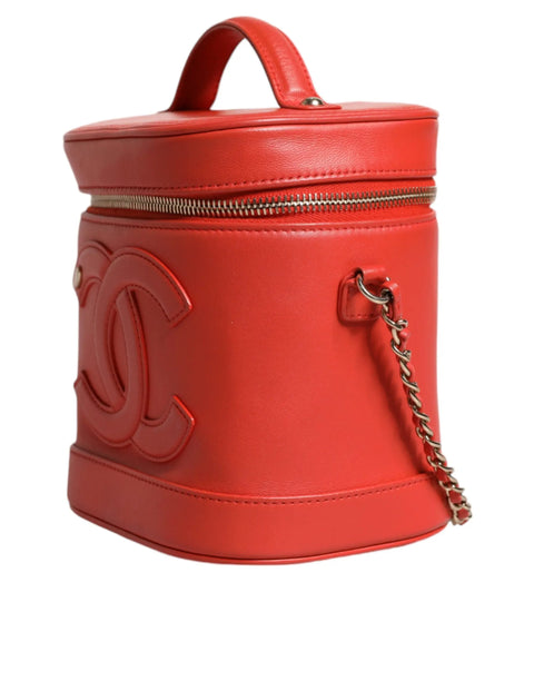 Orange Coco Mark Vanity Chain Shoulder Hand Purse Chanel