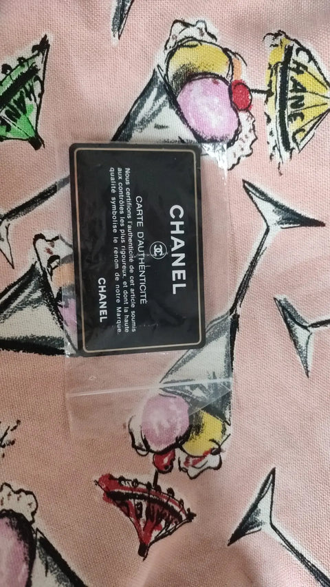 Pink Cruise Collection Parfait Canvas Printed Bag Purse Chanel