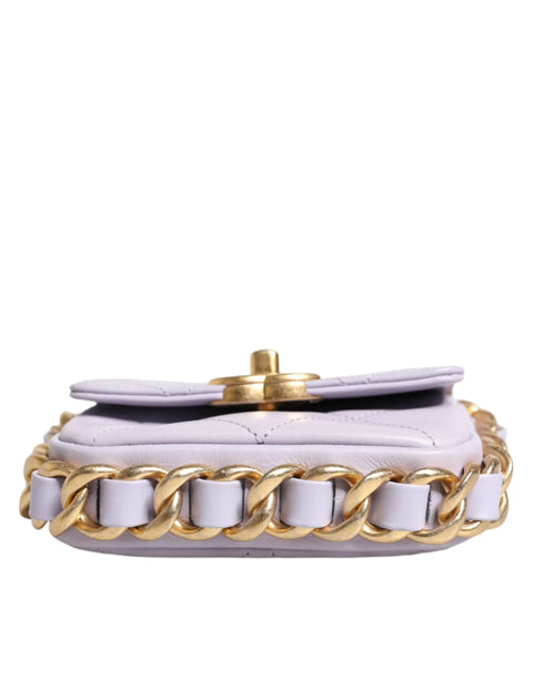 Blue Quilted Calfskin Framing Chain Flap Mini crossbody Bag Chanel