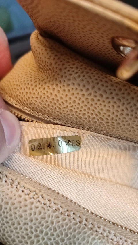 Beige Caviar De Coco Chain Leather Purse Bag Chanel