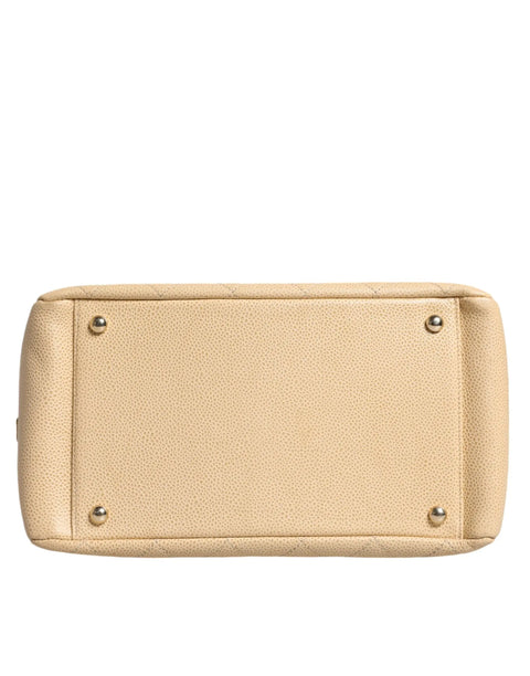 Beige Caviar De Coco Chain Leather Purse Bag Chanel