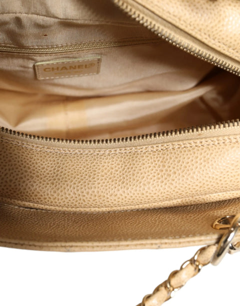 Beige Caviar De Coco Chain Leather Purse Bag Chanel