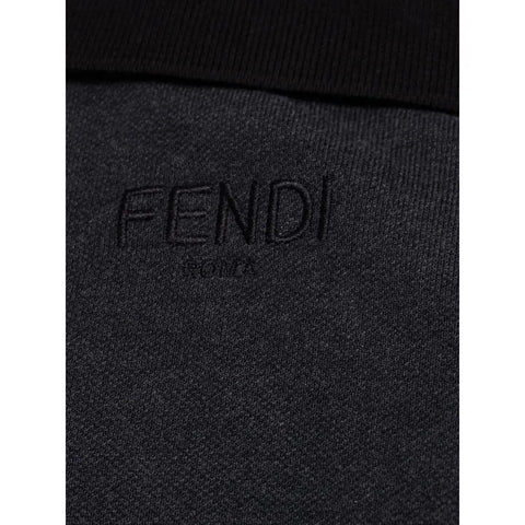 Black Cotton Polo Shirt Fendi