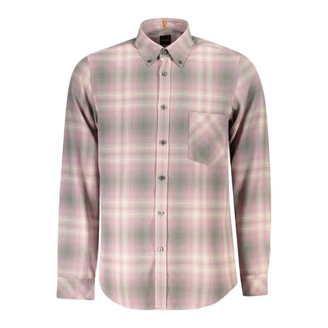 Pink Cotton Men Shirt Hugo Boss