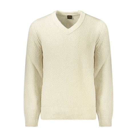 Beige Wool Men Sweater Hugo Boss