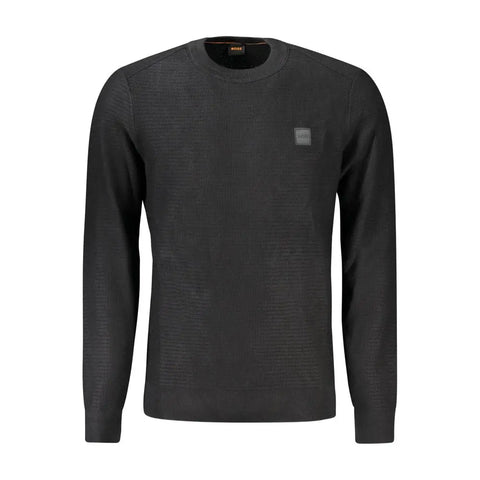 Black Cotton Men Sweater Hugo Boss