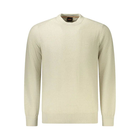 Beige Cotton Men Sweater Hugo Boss