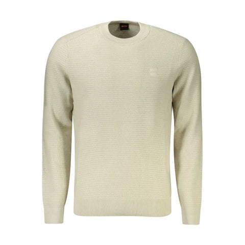 Beige Cotton Men Sweater Hugo Boss