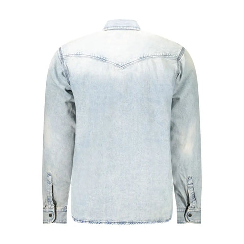 Light Blue Cotton Men Shirt Hugo Boss