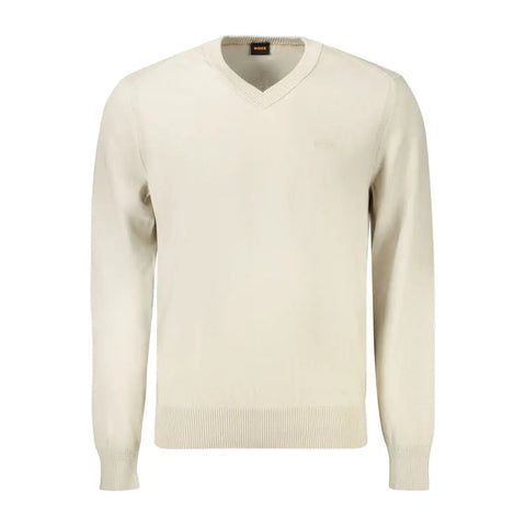 Beige Cotton Men Sweater Hugo Boss