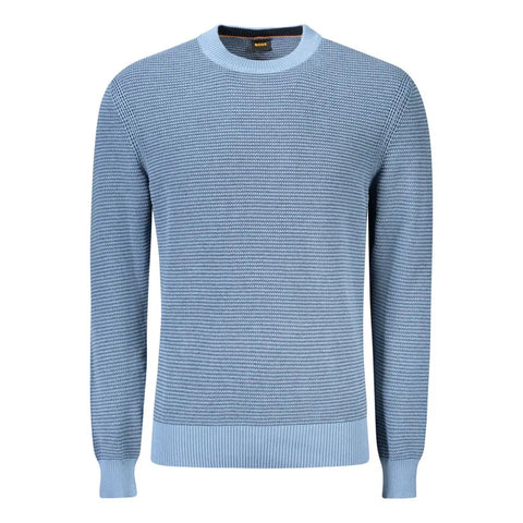 Blue Cotton Men Sweater Hugo Boss