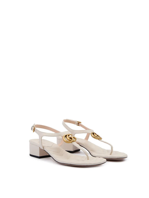 Mystic White Nappa Charlotte Leather Sandals Gucci