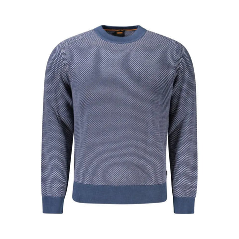 Blue Cotton Men Sweater Hugo Boss